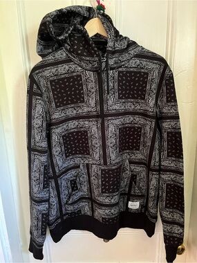 Wesc Black Bandana-Print Zip Hoodie